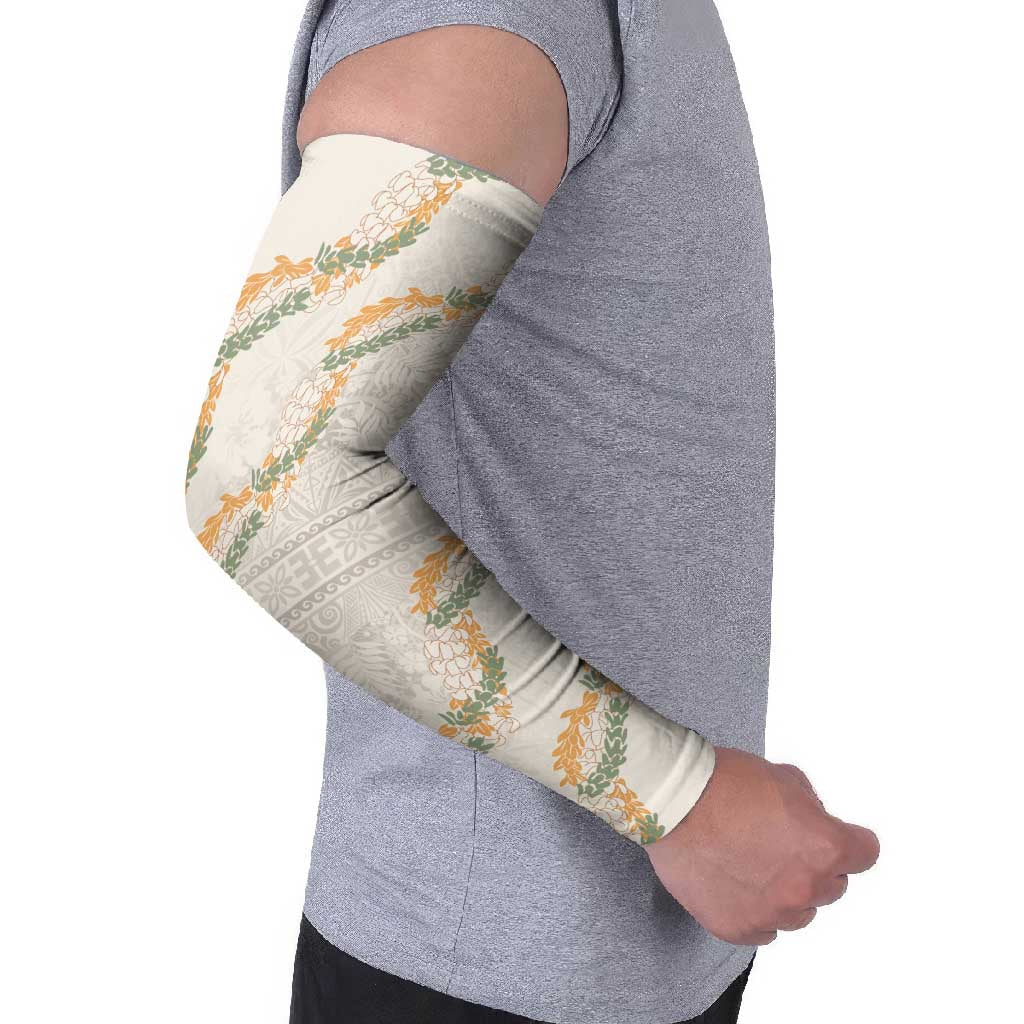 Aloha Pakalana and Puakenikeni Lei Arm Sleeves Beige Hawaiian Pattern LT9 - Polynesian Pride