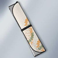 Aloha Pakalana and Puakenikeni Lei Auto Sun Shade Beige Hawaiian Pattern LT9 - Polynesian Pride