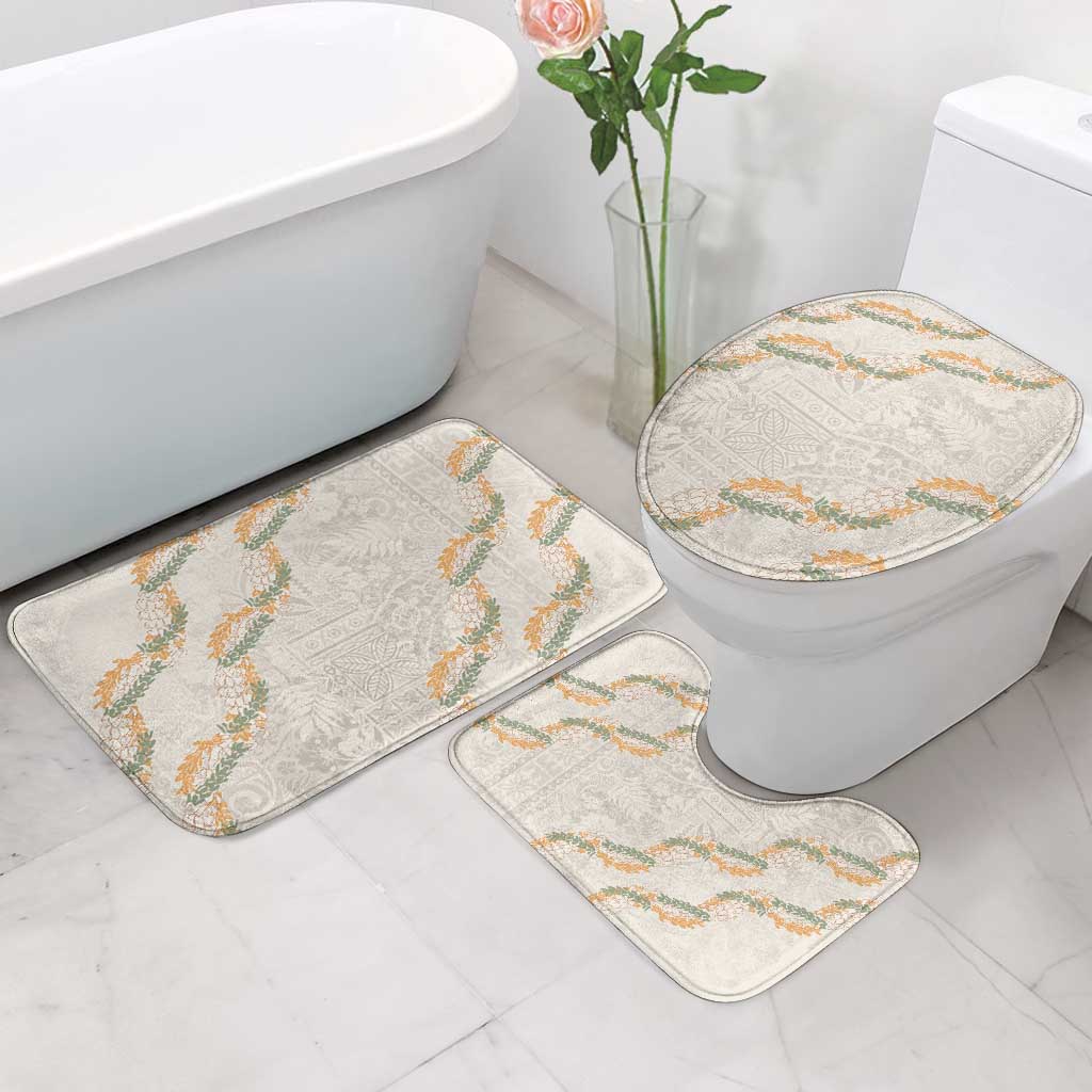 Aloha Pakalana and Puakenikeni Lei Bathroom Set Beige Hawaiian Pattern LT9 - Polynesian Pride