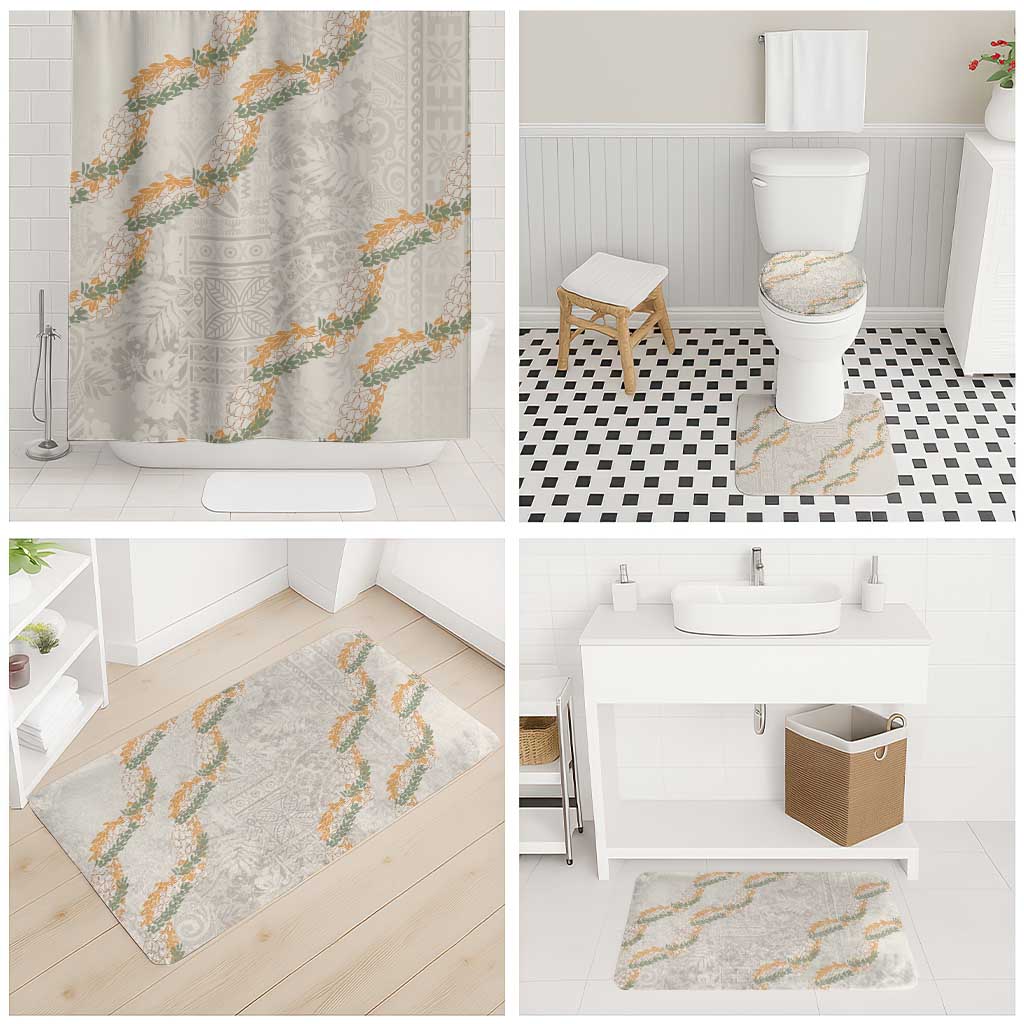 Aloha Pakalana and Puakenikeni Lei Bathroom Set Beige Hawaiian Pattern LT9 - Polynesian Pride