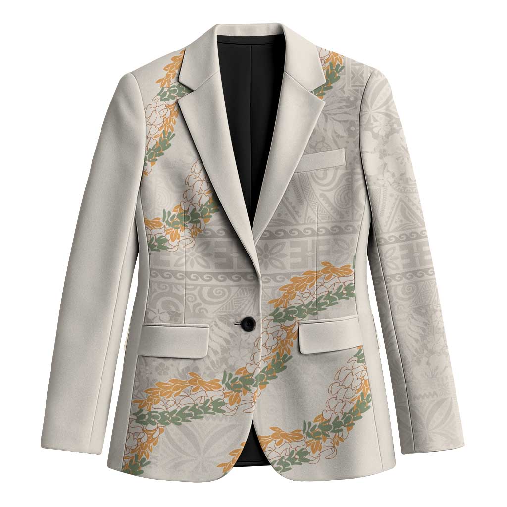Aloha Pakalana and Puakenikeni Lei Blazer Beige Hawaiian Pattern LT9 Unisex Beige - Polynesian Pride