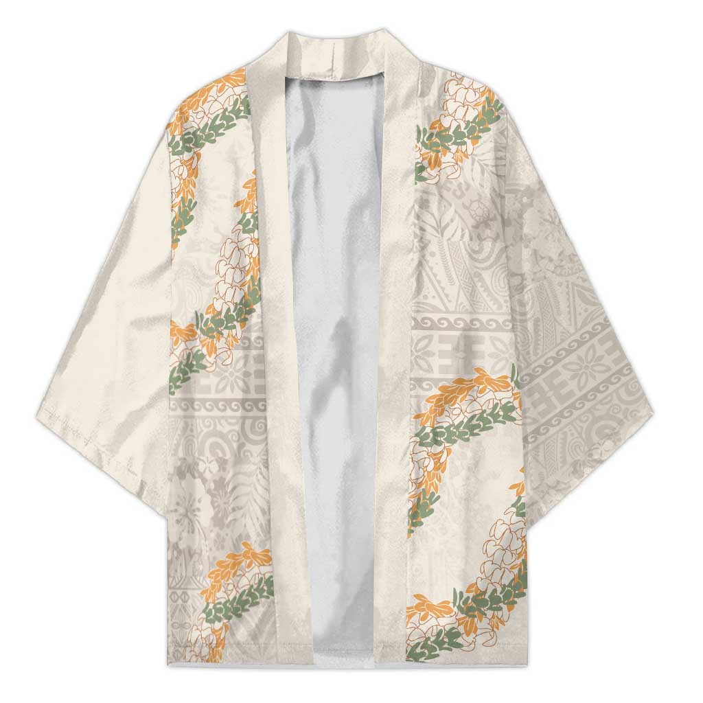 Aloha Pakalana and Puakenikeni Lei Kimono Beige Hawaiian Pattern LT9 Unisex Beige - Polynesian Pride