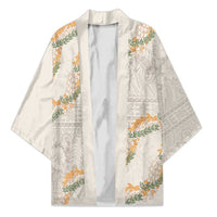 Aloha Pakalana and Puakenikeni Lei Kimono Beige Hawaiian Pattern LT9 Unisex Beige - Polynesian Pride