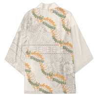 Aloha Pakalana and Puakenikeni Lei Kimono Beige Hawaiian Pattern LT9 - Polynesian Pride