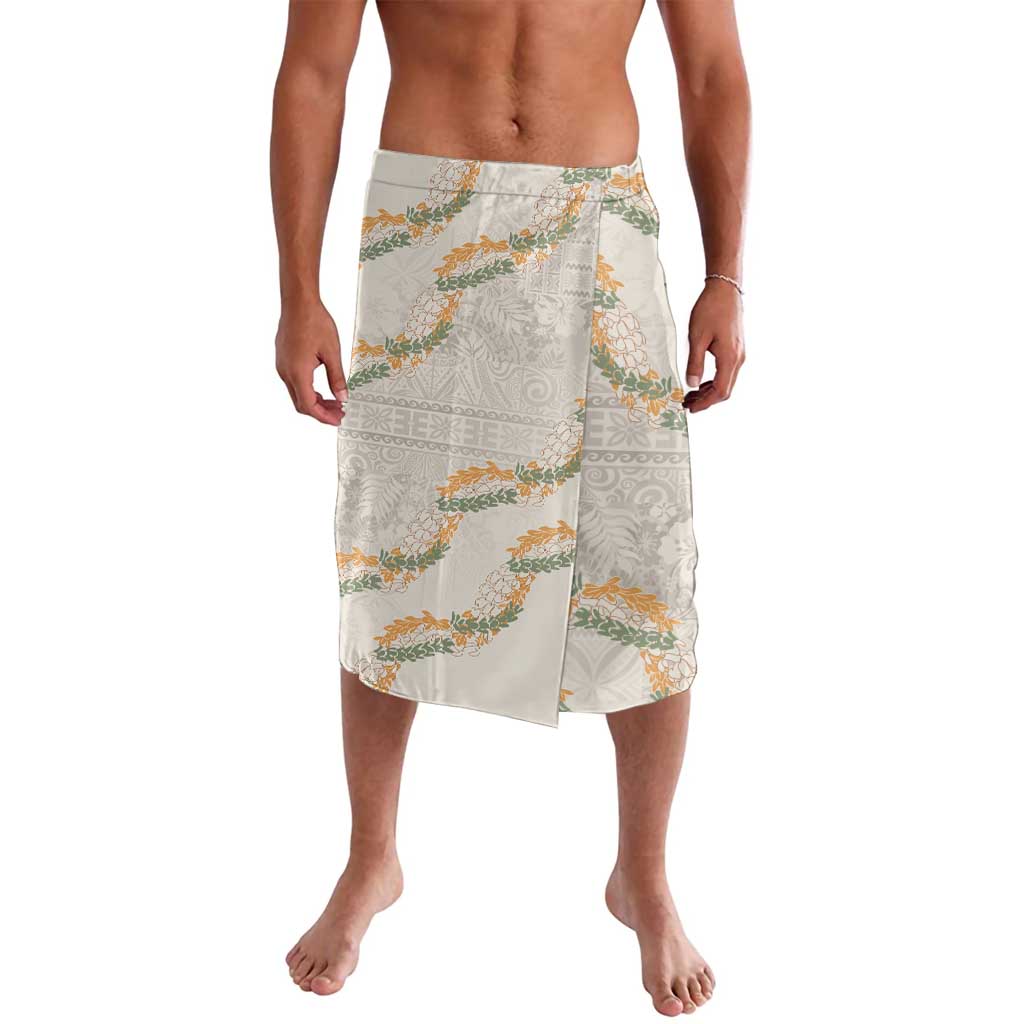 Aloha Pakalana and Puakenikeni Lei Lavalava Beige Hawaiian Pattern LT9 Beige - Polynesian Pride