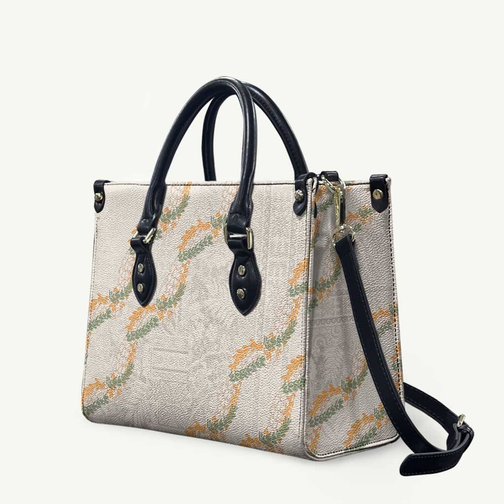 Aloha Pakalana and Puakenikeni Lei Leather Bag Beige Hawaiian Pattern LT9 Beige - Polynesian Pride