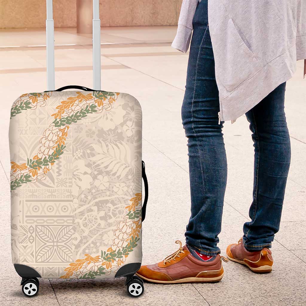 Aloha Pakalana and Puakenikeni Lei Luggage Cover Beige Hawaiian Pattern LT9 Beige - Polynesian Pride