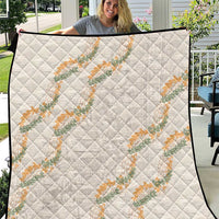 Aloha Pakalana and Puakenikeni Lei Quilt Beige Hawaiian Pattern LT9 Beige - Polynesian Pride