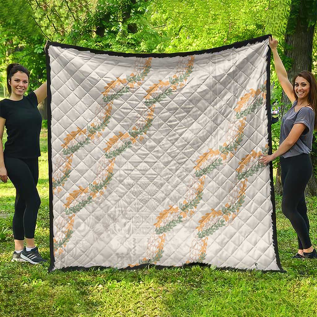 Aloha Pakalana and Puakenikeni Lei Quilt Beige Hawaiian Pattern LT9 - Polynesian Pride