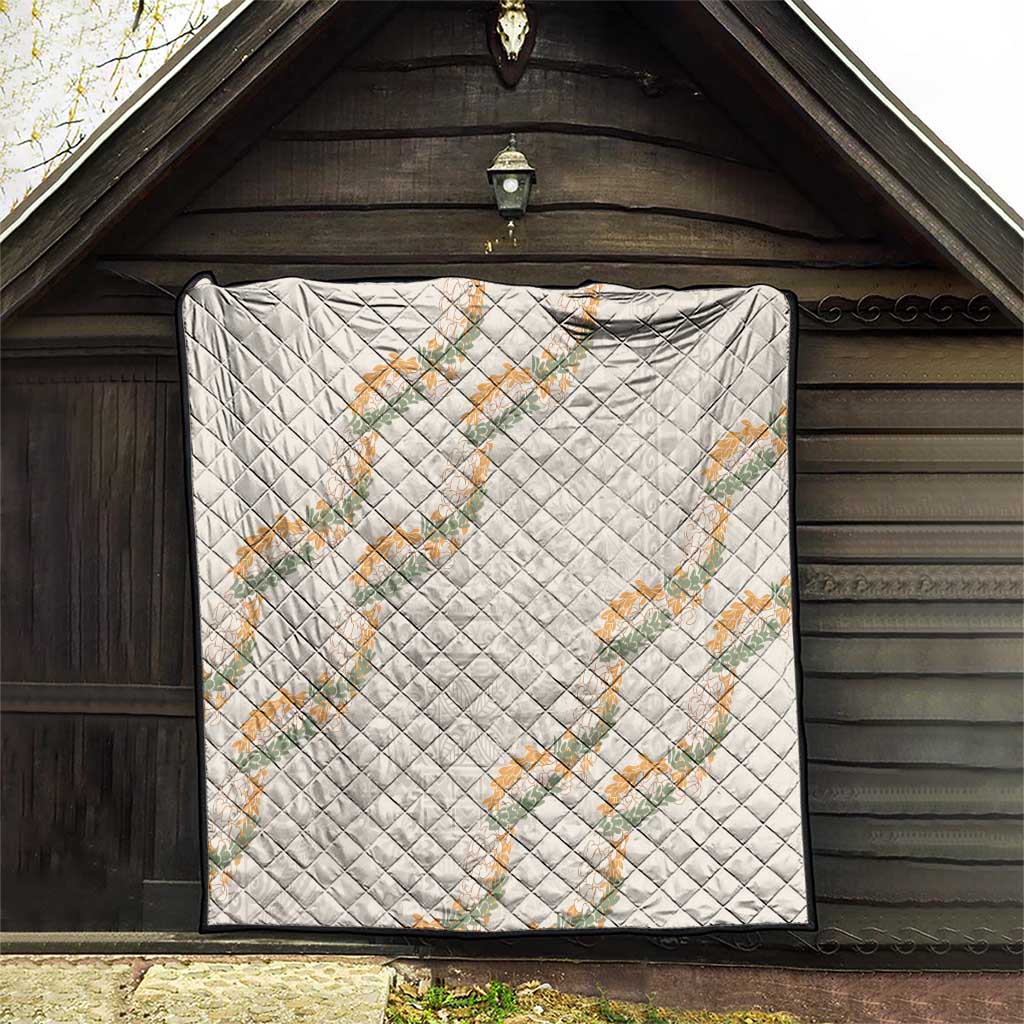 Aloha Pakalana and Puakenikeni Lei Quilt Beige Hawaiian Pattern LT9 - Polynesian Pride