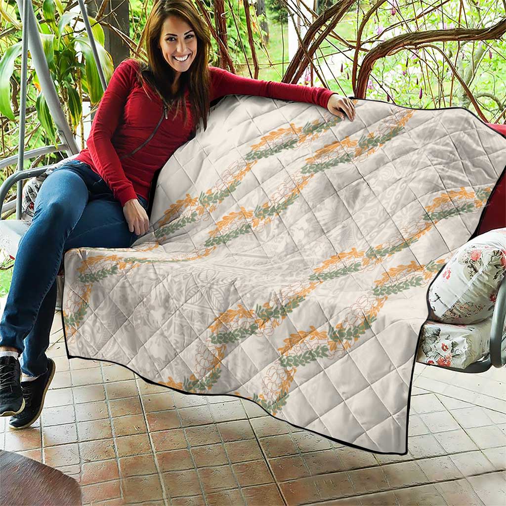 Aloha Pakalana and Puakenikeni Lei Quilt Beige Hawaiian Pattern LT9 - Polynesian Pride