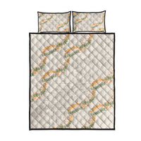 Aloha Pakalana and Puakenikeni Lei Quilt Bed Set Beige Hawaiian Pattern LT9 - Polynesian Pride