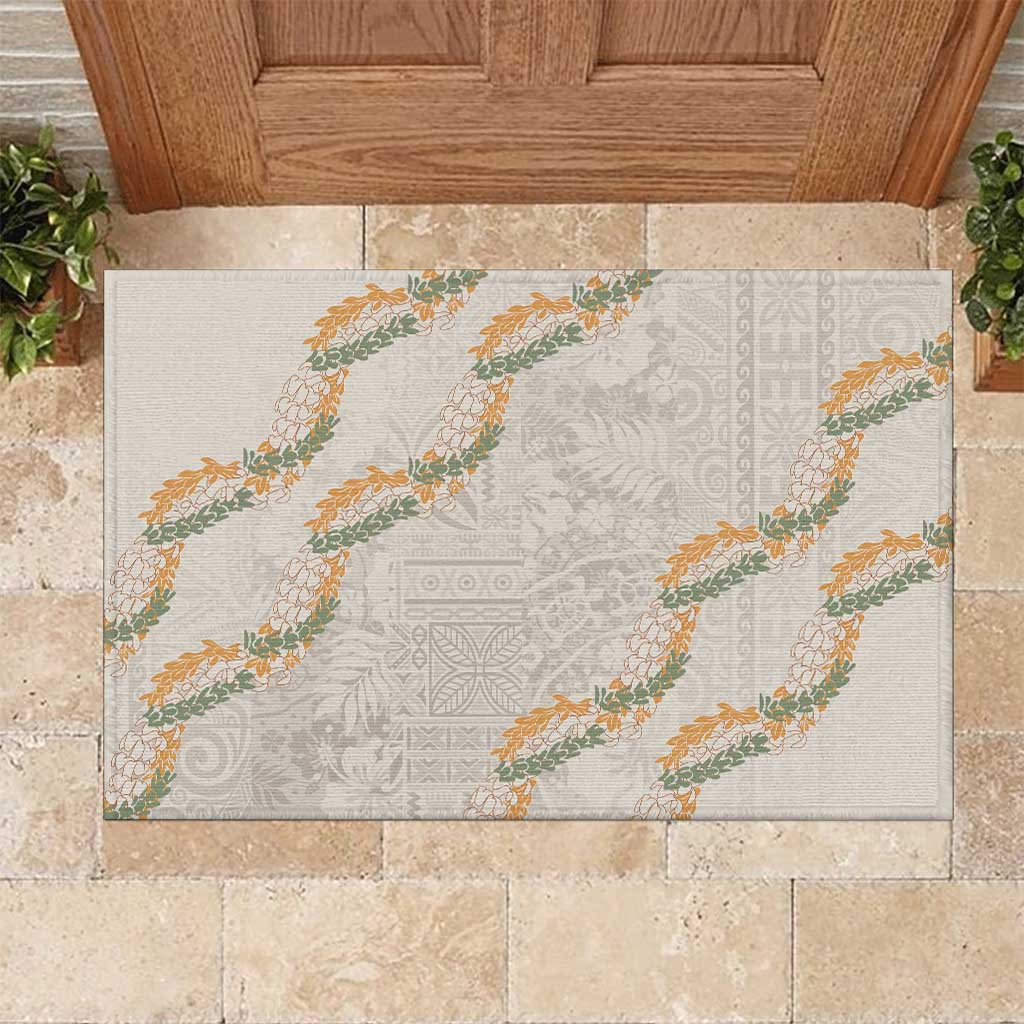 Aloha Pakalana and Puakenikeni Lei Rubber Doormat Beige Hawaiian Pattern LT9 Beige - Polynesian Pride