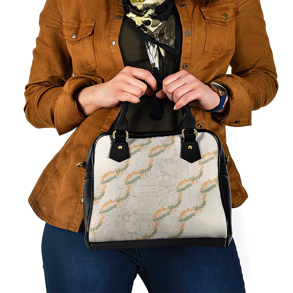 Aloha Pakalana and Puakenikeni Lei Shoulder Handbag Beige Hawaiian Pattern LT9 - Polynesian Pride