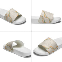 Aloha Pakalana and Puakenikeni Lei Slide Sandals Beige Hawaiian Pattern LT9 - Polynesian Pride