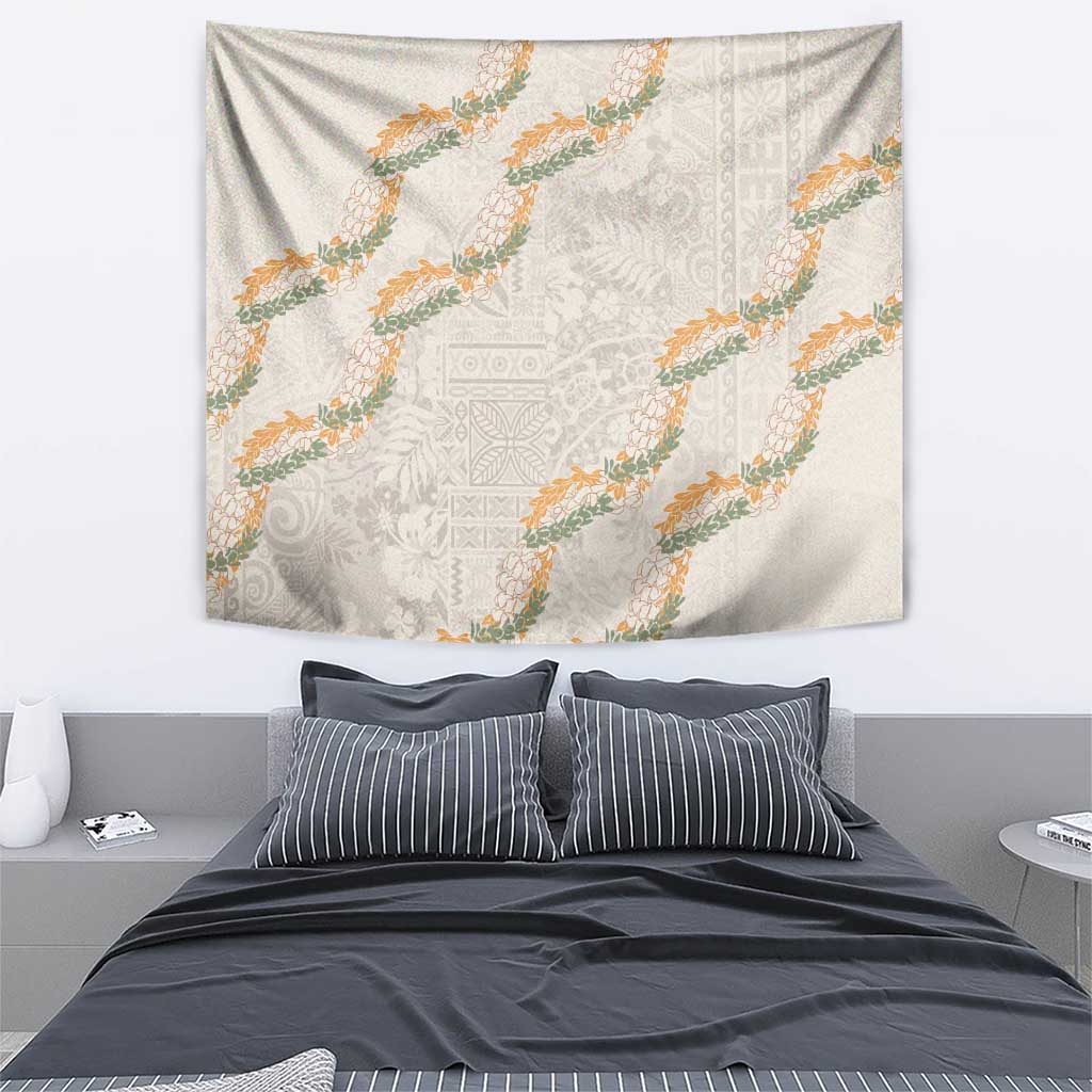 Aloha Pakalana and Puakenikeni Lei Tapestry Beige Hawaiian Pattern LT9 - Polynesian Pride