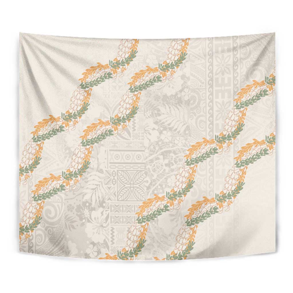Aloha Pakalana and Puakenikeni Lei Tapestry Beige Hawaiian Pattern LT9 - Polynesian Pride