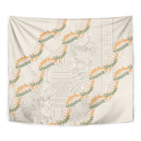 Aloha Pakalana and Puakenikeni Lei Tapestry Beige Hawaiian Pattern LT9 - Polynesian Pride