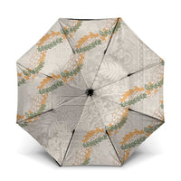 Aloha Pakalana and Puakenikeni Lei Umbrella Beige Hawaiian Pattern LT9 One Size Folded 11.42 inch Opened Diameter 37.4 inch Beige - Polynesian Pride