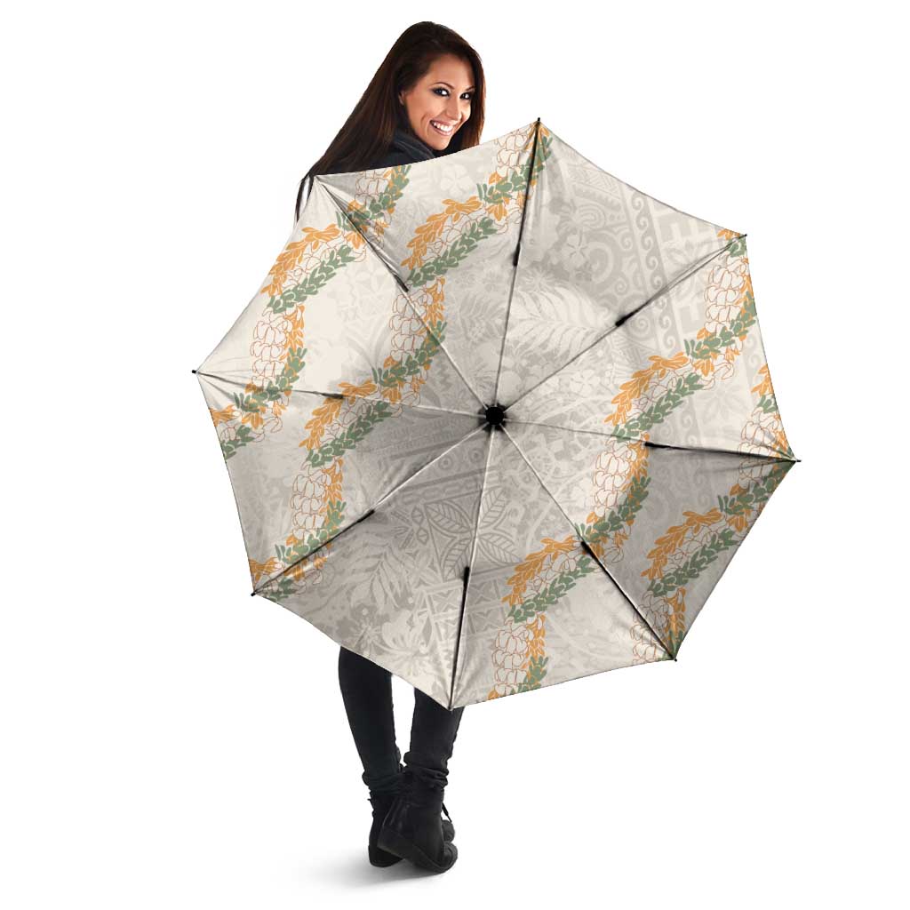 Aloha Pakalana and Puakenikeni Lei Umbrella Beige Hawaiian Pattern LT9 - Polynesian Pride