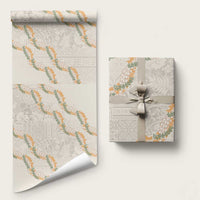Aloha Pakalana and Puakenikeni Lei Wrapping Paper Beige Hawaiian Pattern LT9 58" × 23" Beige - Polynesian Pride