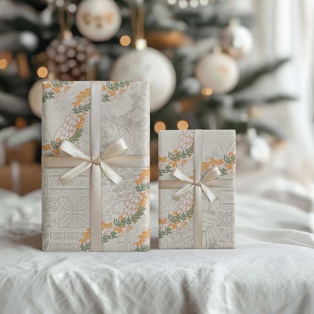 Aloha Pakalana and Puakenikeni Lei Wrapping Paper Beige Hawaiian Pattern LT9 - Polynesian Pride