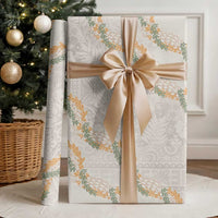 Aloha Pakalana and Puakenikeni Lei Wrapping Paper Beige Hawaiian Pattern LT9 - Polynesian Pride