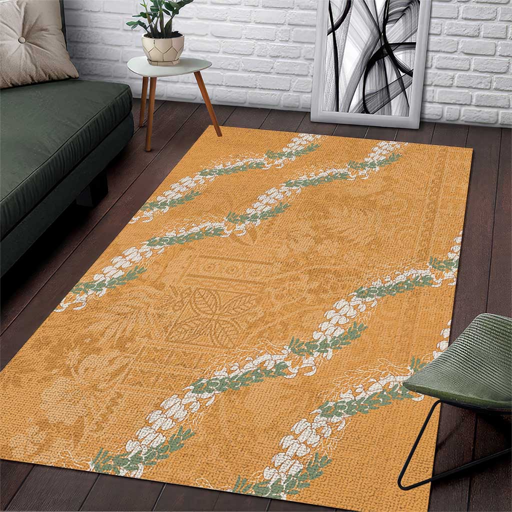 Aloha Pakalana and Puakenikeni Lei Area Rug Gold Hawaiian Pattern LT9 Gold - Polynesian Pride