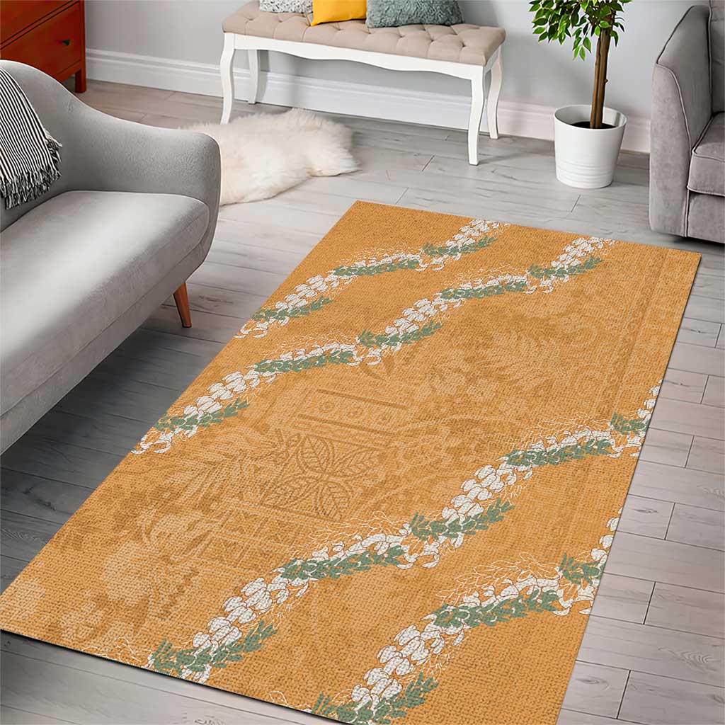 Aloha Pakalana and Puakenikeni Lei Area Rug Gold Hawaiian Pattern LT9 - Polynesian Pride