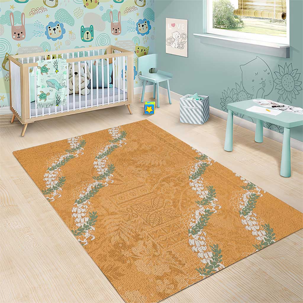 Aloha Pakalana and Puakenikeni Lei Area Rug Gold Hawaiian Pattern LT9 - Polynesian Pride