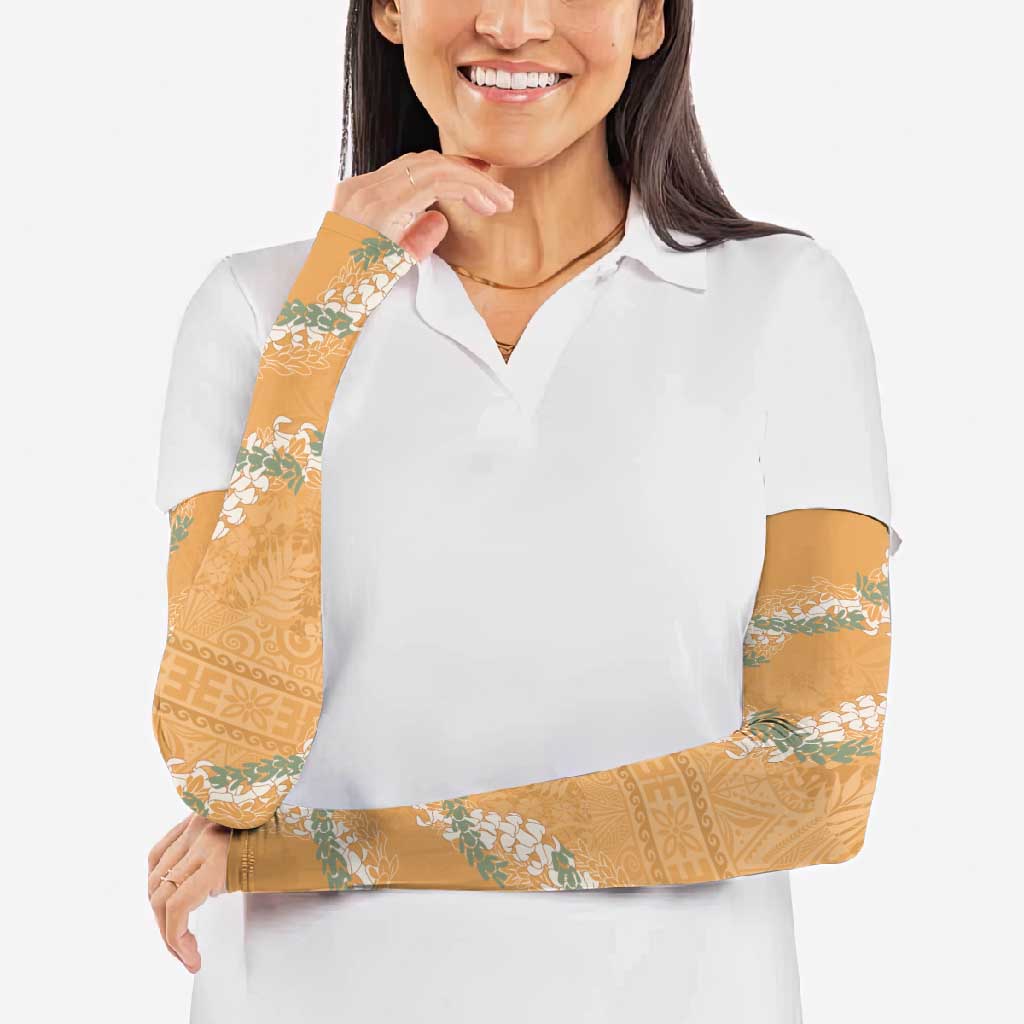Aloha Pakalana and Puakenikeni Lei Arm Sleeves Gold Hawaiian Pattern LT9 - Polynesian Pride
