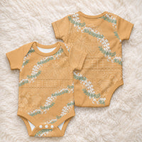 Aloha Pakalana and Puakenikeni Lei Baby Onesie Gold Hawaiian Pattern LT9 - Polynesian Pride