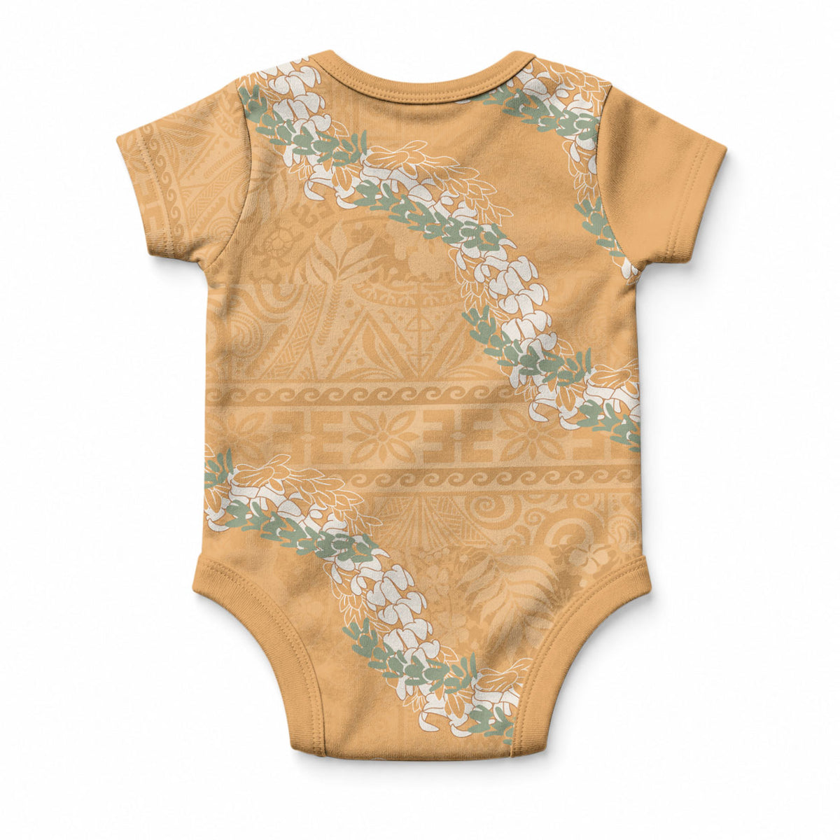 Aloha Pakalana and Puakenikeni Lei Baby Onesie Gold Hawaiian Pattern LT9 - Polynesian Pride