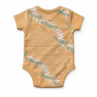 Aloha Pakalana and Puakenikeni Lei Baby Onesie Gold Hawaiian Pattern LT9 - Polynesian Pride