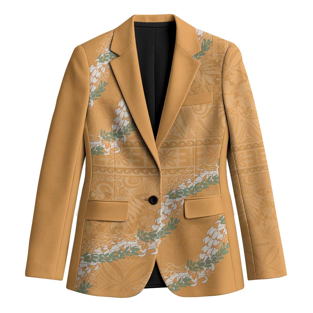 Aloha Pakalana and Puakenikeni Lei Blazer Gold Hawaiian Pattern LT9 Unisex Gold - Polynesian Pride