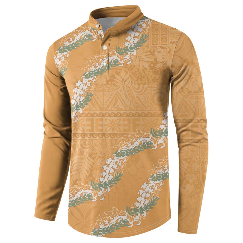Aloha Pakalana and Puakenikeni Lei Button Sweatshirt Gold Hawaiian Pattern LT9 - Polynesian Pride