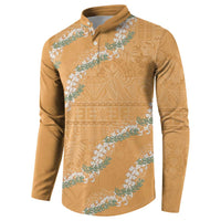 Aloha Pakalana and Puakenikeni Lei Button Sweatshirt Gold Hawaiian Pattern LT9 - Polynesian Pride