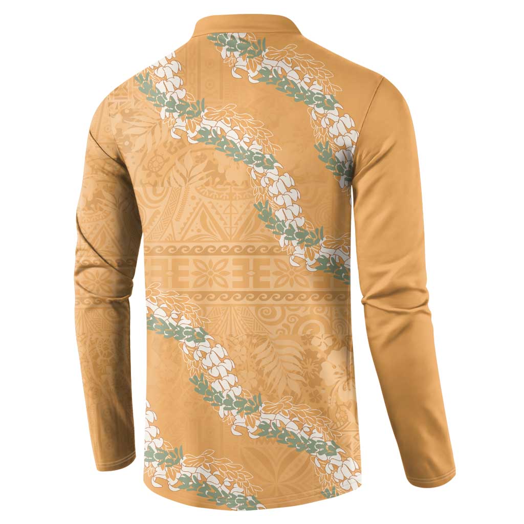 Aloha Pakalana and Puakenikeni Lei Button Sweatshirt Gold Hawaiian Pattern LT9 - Polynesian Pride