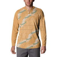 Aloha Pakalana and Puakenikeni Lei Button Sweatshirt Gold Hawaiian Pattern LT9 - Polynesian Pride