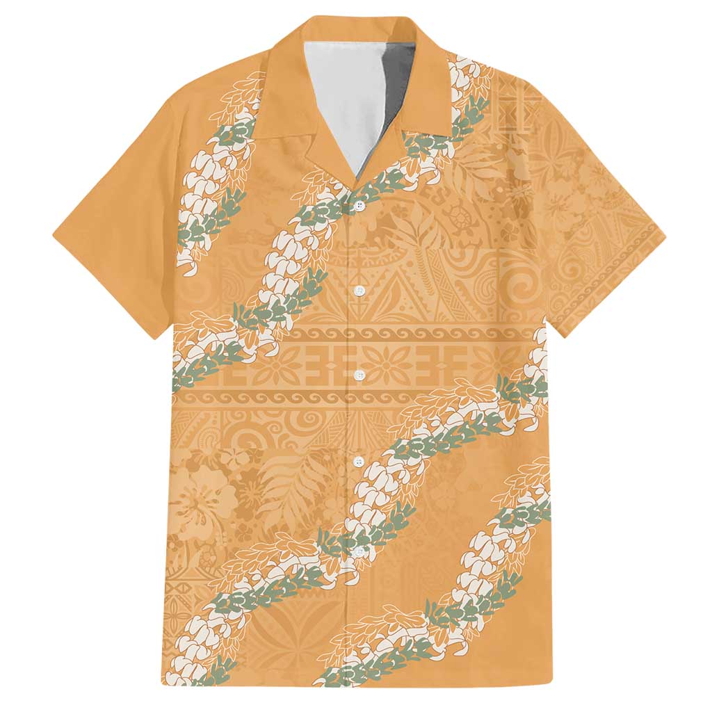 Aloha Pakalana and Puakenikeni Lei Hawaiian Shirt Gold Hawaiian Pattern LT9 Gold - Polynesian Pride