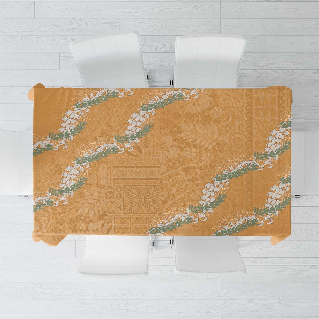 Aloha Pakalana and Puakenikeni Lei Tablecloth Gold Hawaiian Pattern LT9 Gold - Polynesian Pride