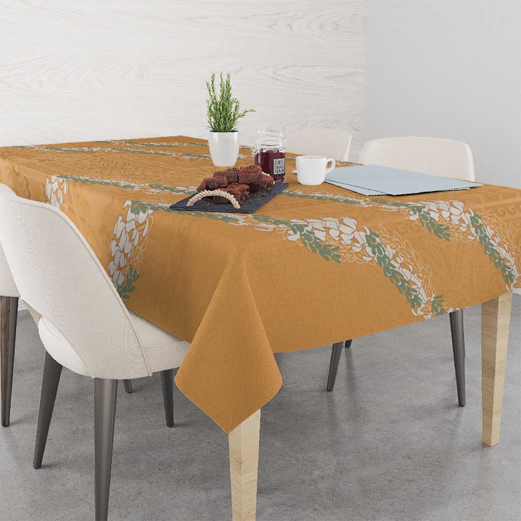 Aloha Pakalana and Puakenikeni Lei Tablecloth Gold Hawaiian Pattern LT9 - Polynesian Pride