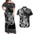 Personalised New Zealand Potae Pango Cricket Couples Matching Off Shoulder Maxi Dress and Hawaiian Shirt Special Maori Hei Tiki Tribal Tattoo