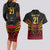 Custom Papua New Guinea Cricket Couples Matching Long Sleeve Bodycon Dress and Hawaiian Shirt PNG Emblem Mix Polyneisan Pattern