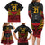 Custom Papua New Guinea Cricket Family Matching Long Sleeve Bodycon Dress and Hawaiian Shirt PNG Emblem Mix Polyneisan Pattern