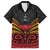 Custom Papua New Guinea Cricket Family Matching Short Sleeve Bodycon Dress and Hawaiian Shirt PNG Emblem Mix Polyneisan Pattern