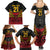 Custom Papua New Guinea Cricket Family Matching Summer Maxi Dress and Hawaiian Shirt PNG Emblem Mix Polyneisan Pattern