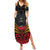 Custom Papua New Guinea Cricket Family Matching Summer Maxi Dress and Hawaiian Shirt PNG Emblem Mix Polyneisan Pattern