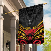 Custom Papua New Guinea Cricket Garden Flag PNG Emblem Mix Polyneisan Pattern LT9 House Flag Black - Polynesian Pride