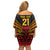 Custom Papua New Guinea Cricket Off Shoulder Short Dress PNG Emblem Mix Polyneisan Pattern